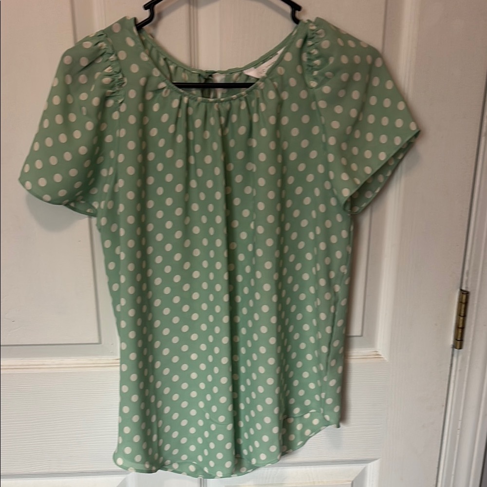 Green Polka Dot Women's Top